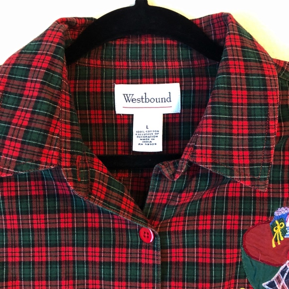 Ugly Christmas Sweater Button Up Red Green Tacky - Picture 3 of 8